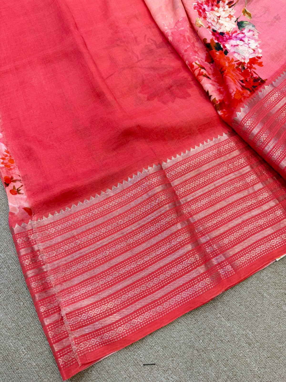 FLORAL MANGALAGIRI PRINTED PINK SAREE