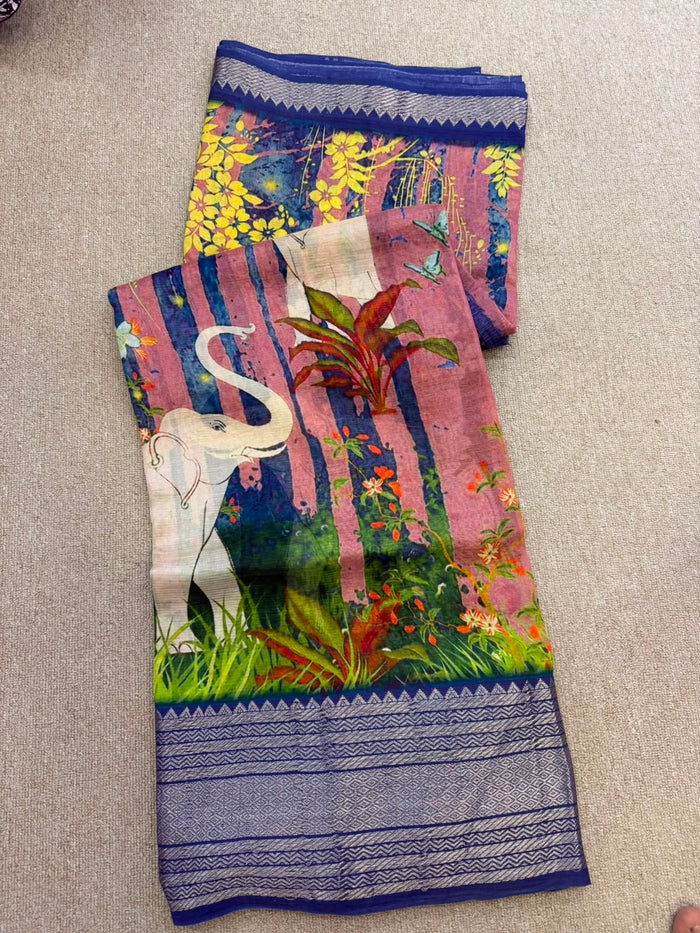 FLORAL MANGALAGIRI PRINTED  SAREE