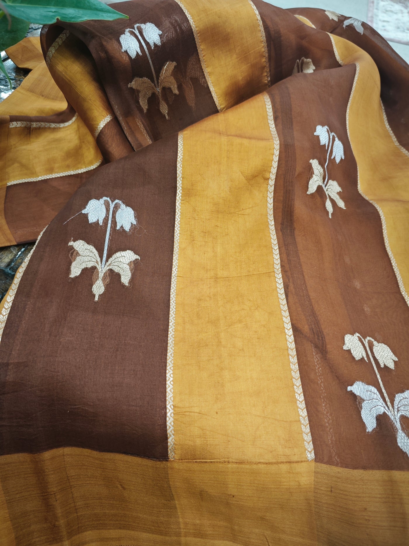 Brown Organza Saree
