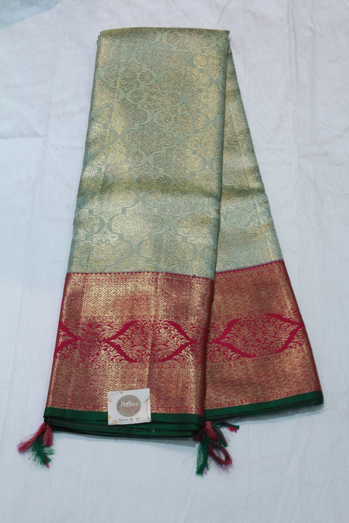 SEA GREEN / RED COLOUR SAREE