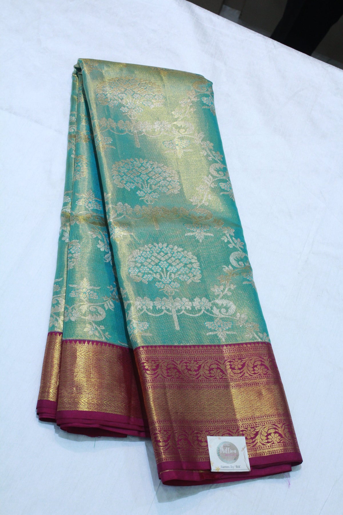 SEA GREEN / MERUN COLOUR SAREE