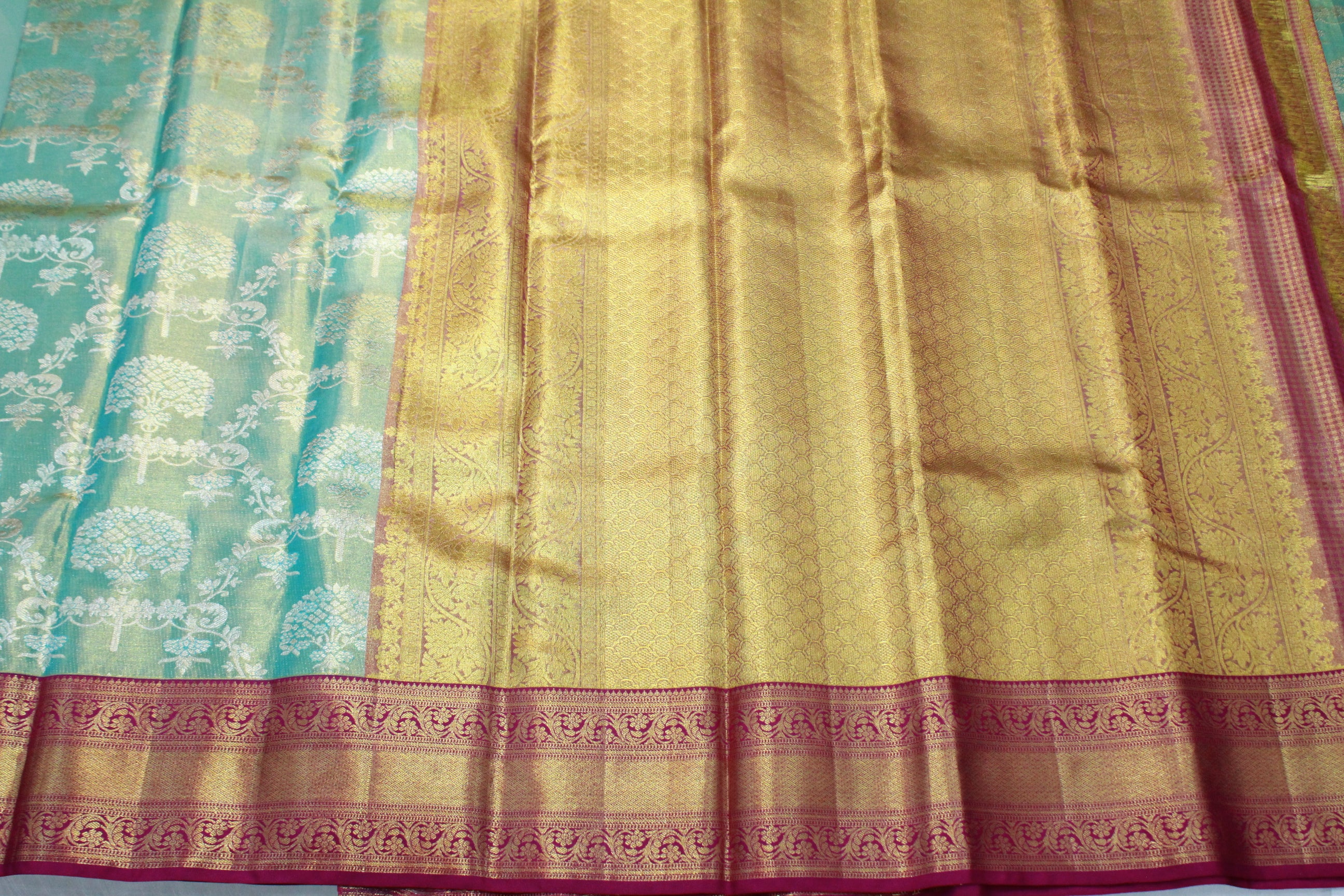SEA GREEN / MERUN COLOUR SAREE