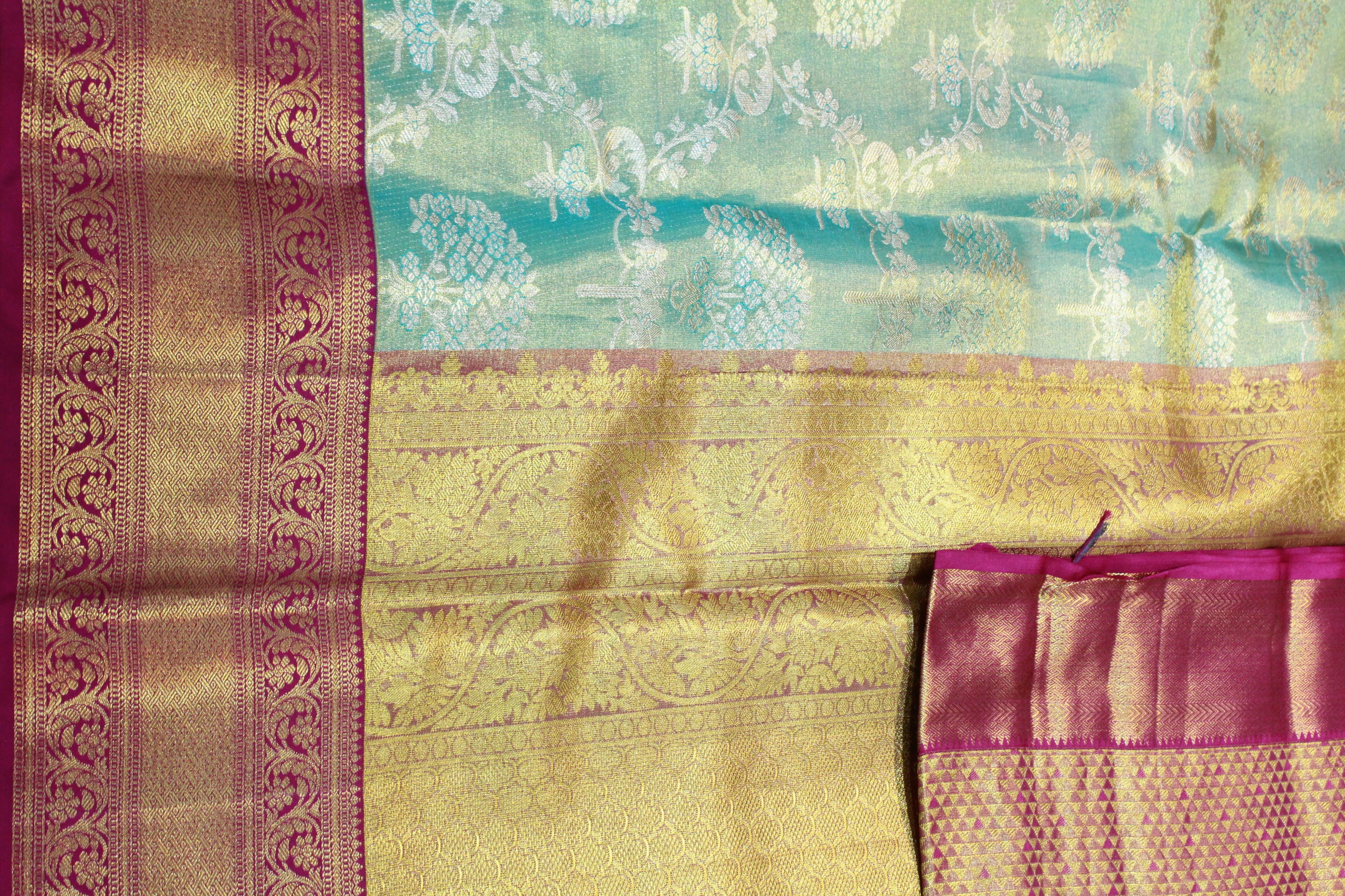 SEA GREEN / MERUN COLOUR SAREE