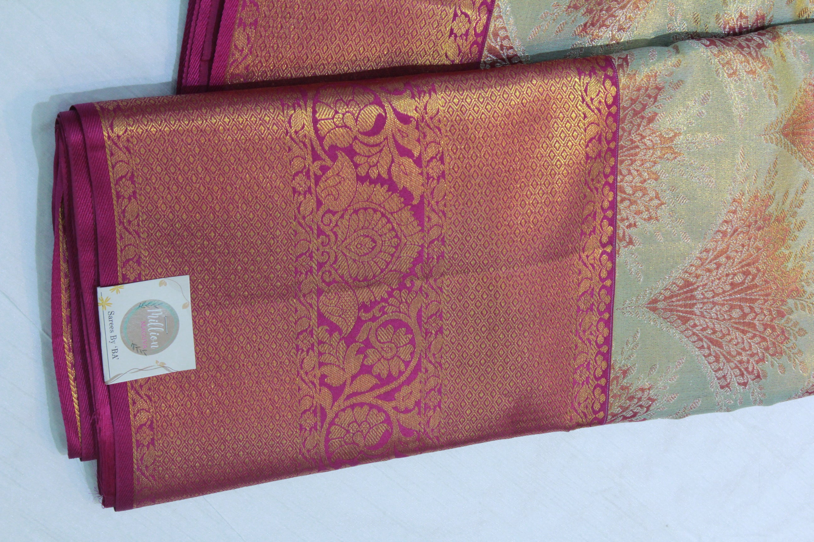 PISTA GREEN / PINK COLOUR SAREE