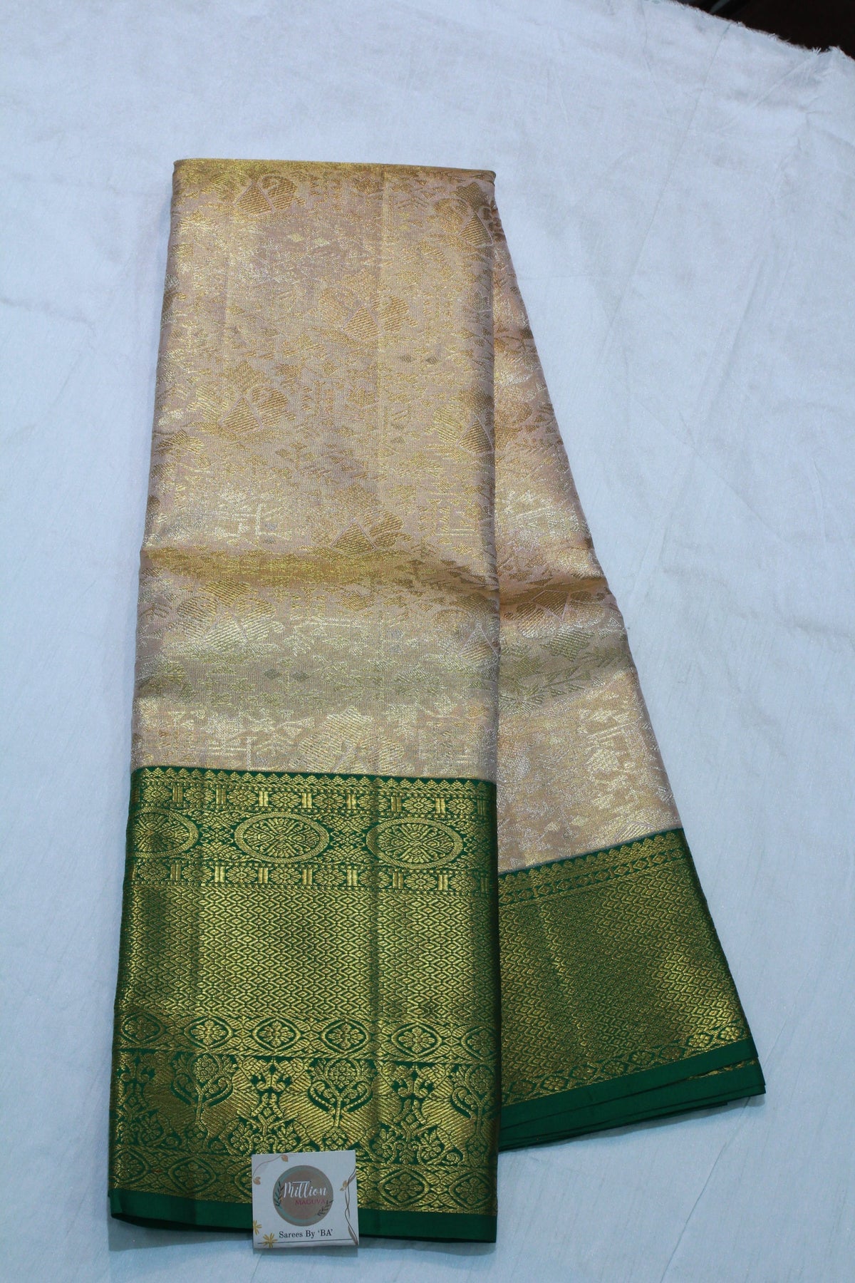 CREAM / GREEN COLOUR SAREE