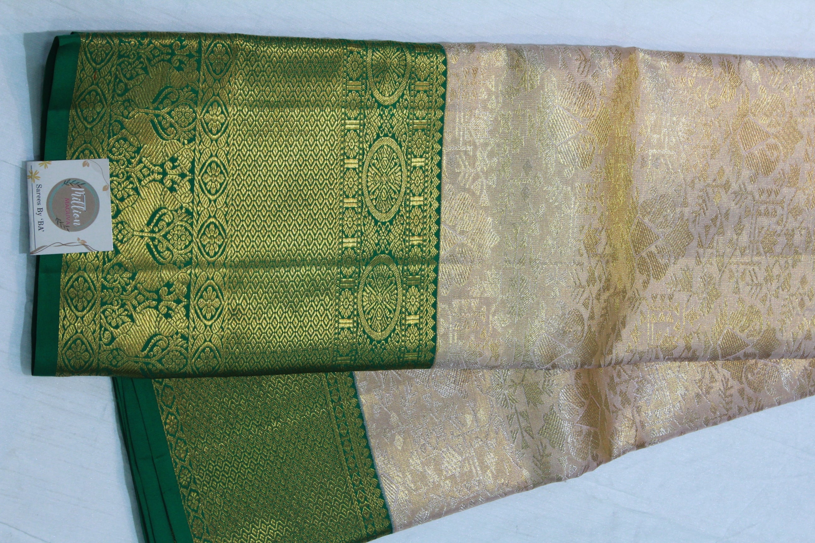 CREAM / GREEN COLOUR SAREE
