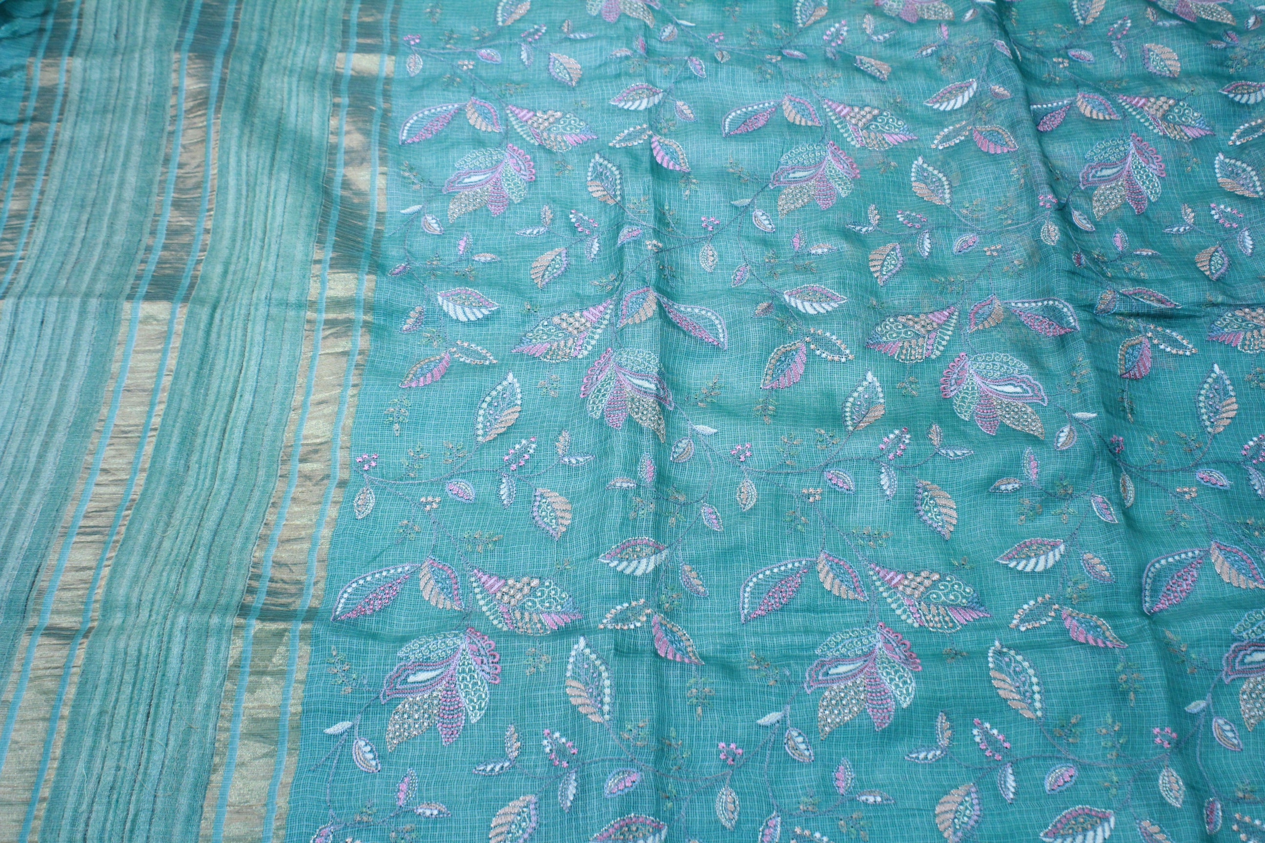 PEECH GREEN COLOUR SAREE