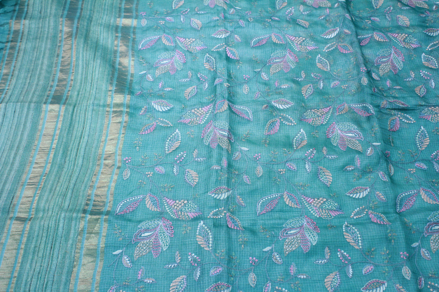 PEECH GREEN COLOUR SAREE