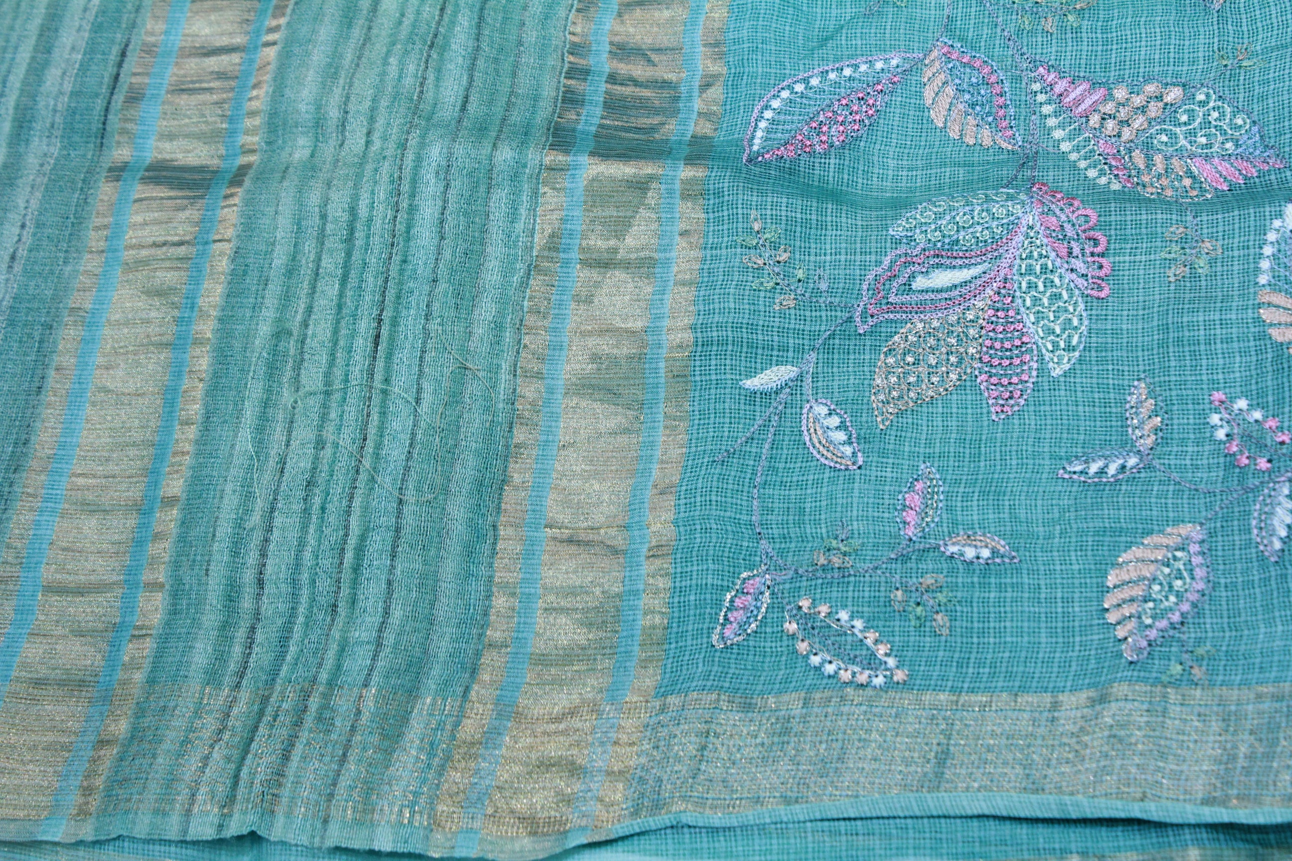 PEECH GREEN COLOUR SAREE
