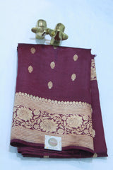 MERUN COLOUR BANARAS SAREE