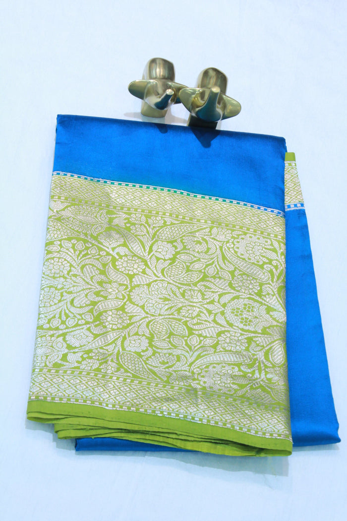 PECOCK BLUE SILK SAREE