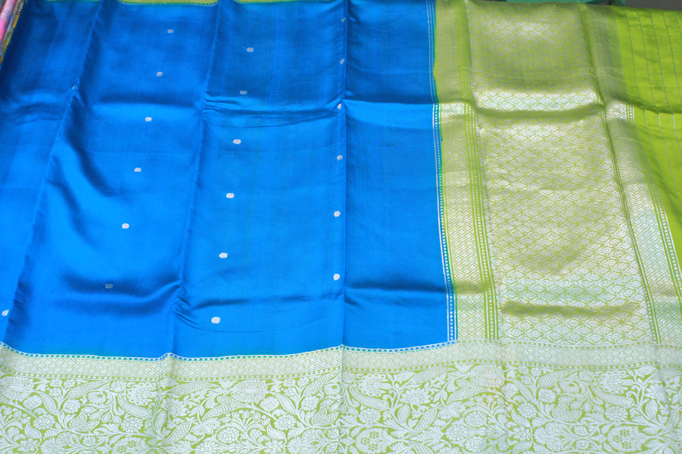 PECOCK BLUE SILK SAREE
