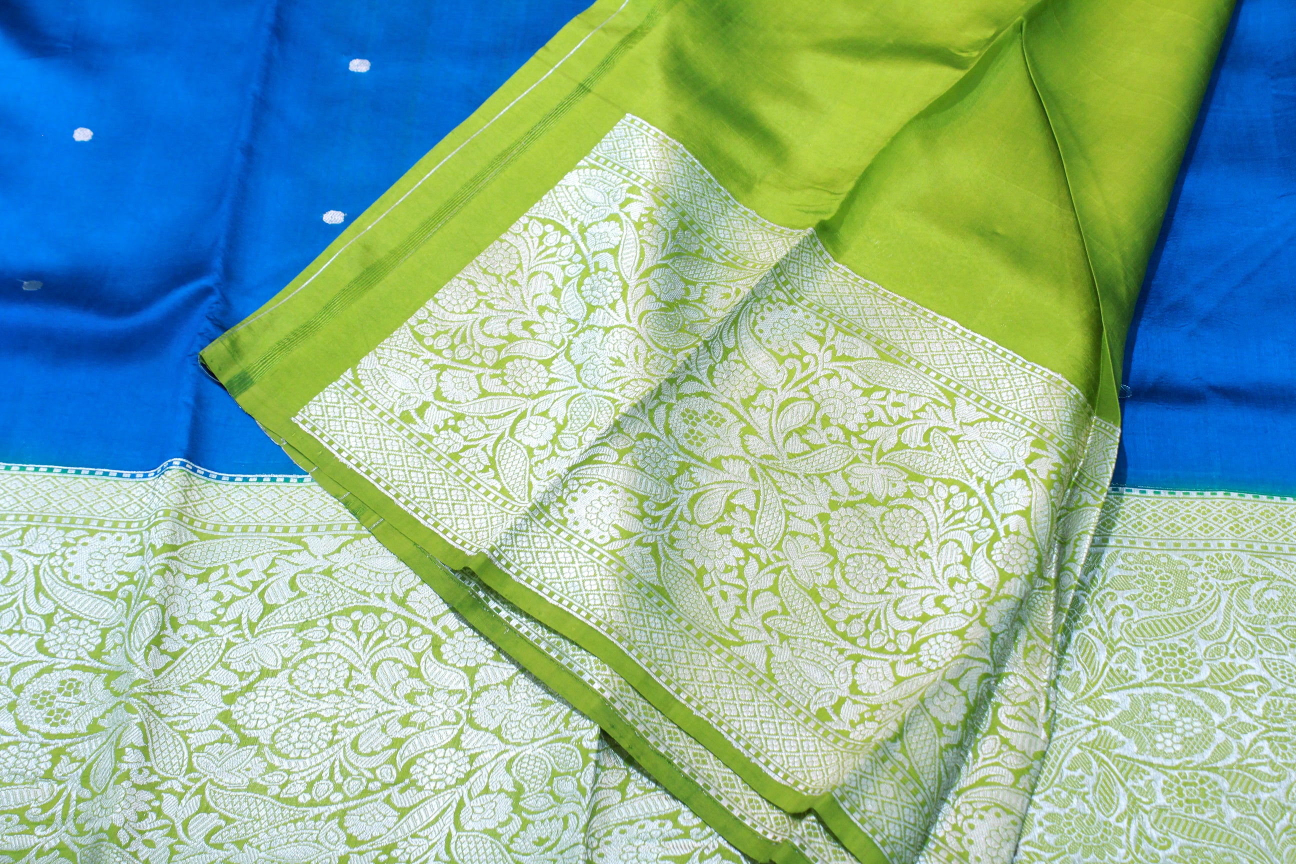 PECOCK BLUE BANARAS SAREE