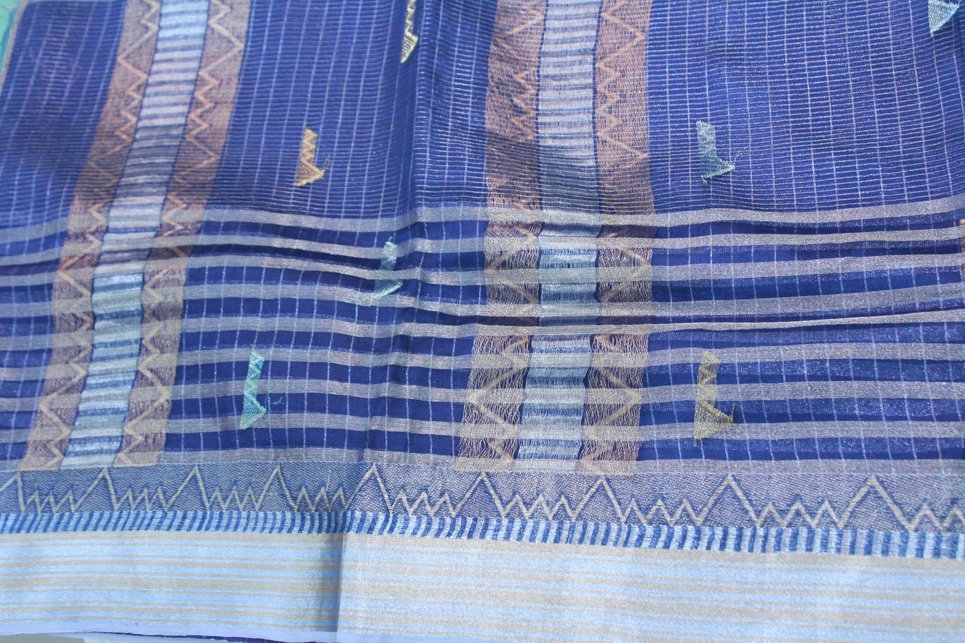 NAVY BLUE CHANDERI SAREE