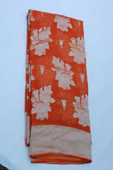 ORANGE COLOUR BANARAS SAREE