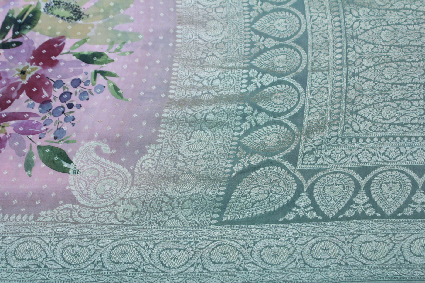 BABY PINK FLORAL GEORGETTE SAREE