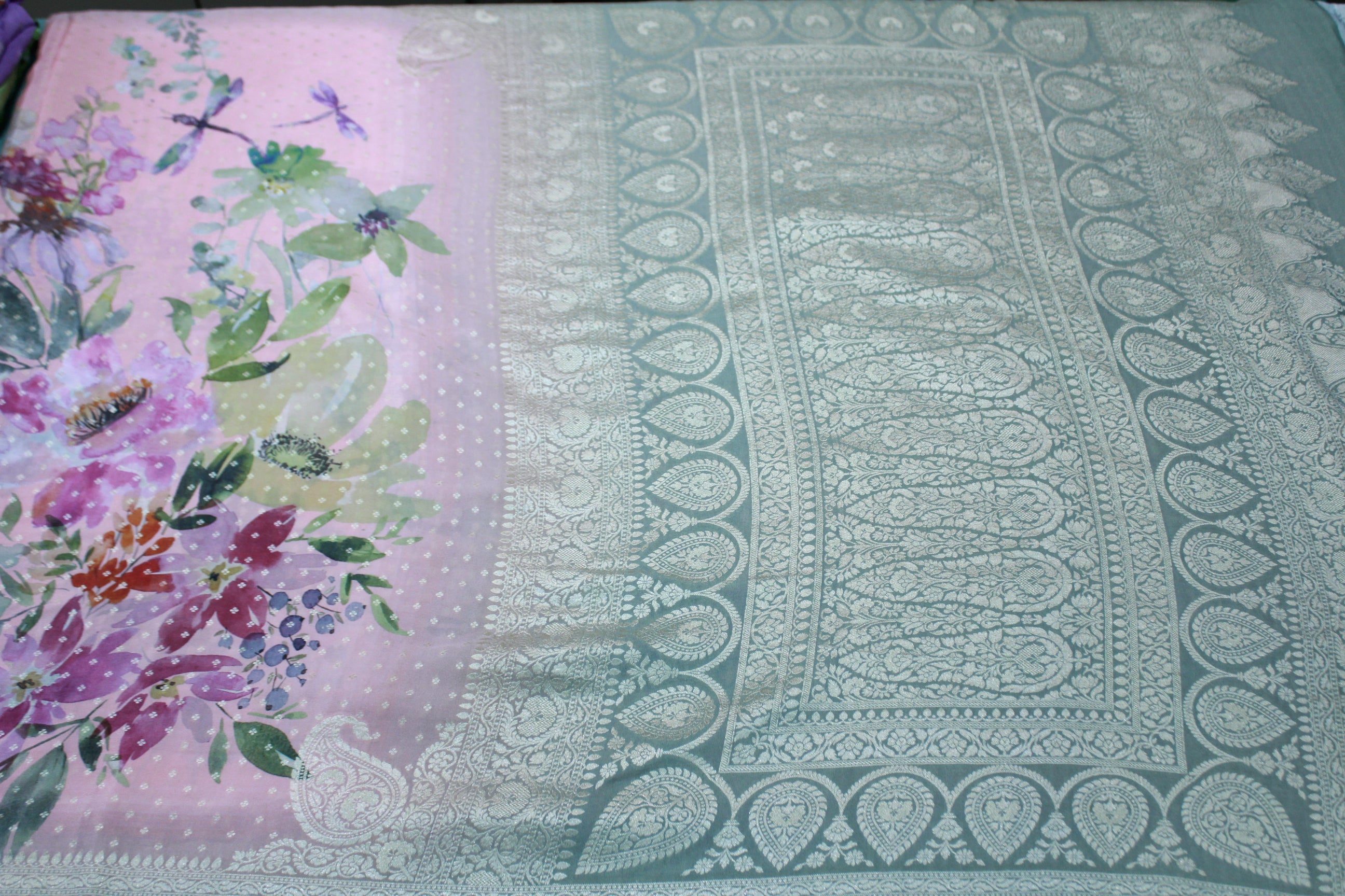 BABY PINK COLOUR BANARAS SAREE