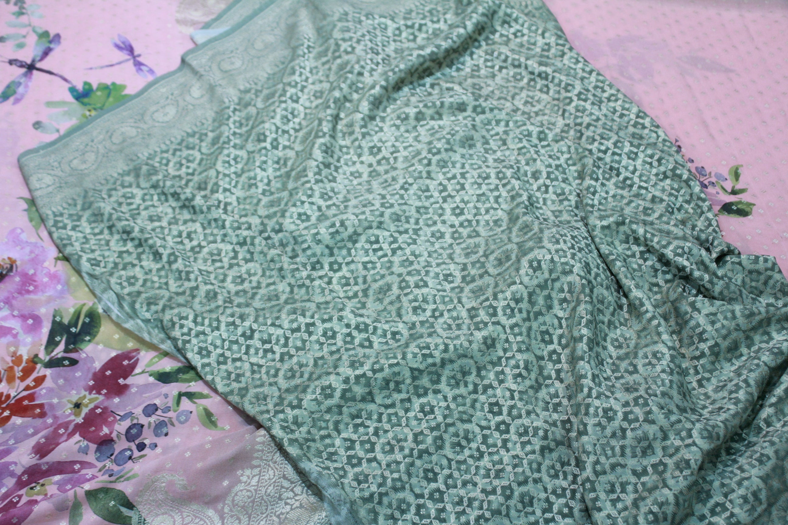 BABY PINK COLOUR BANARAS SAREE