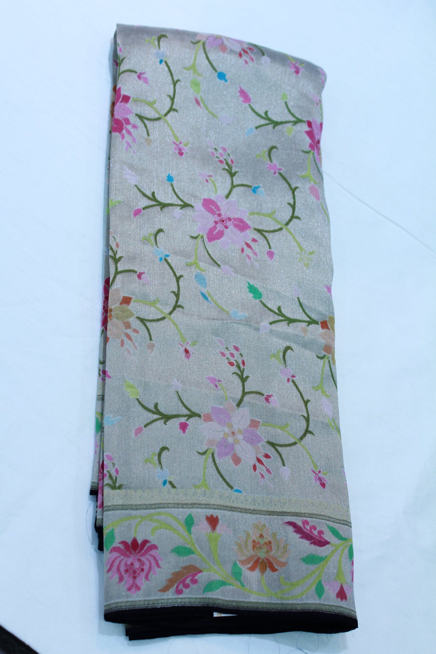 CREAM COLOUR BANARASI TISSUE SAREE