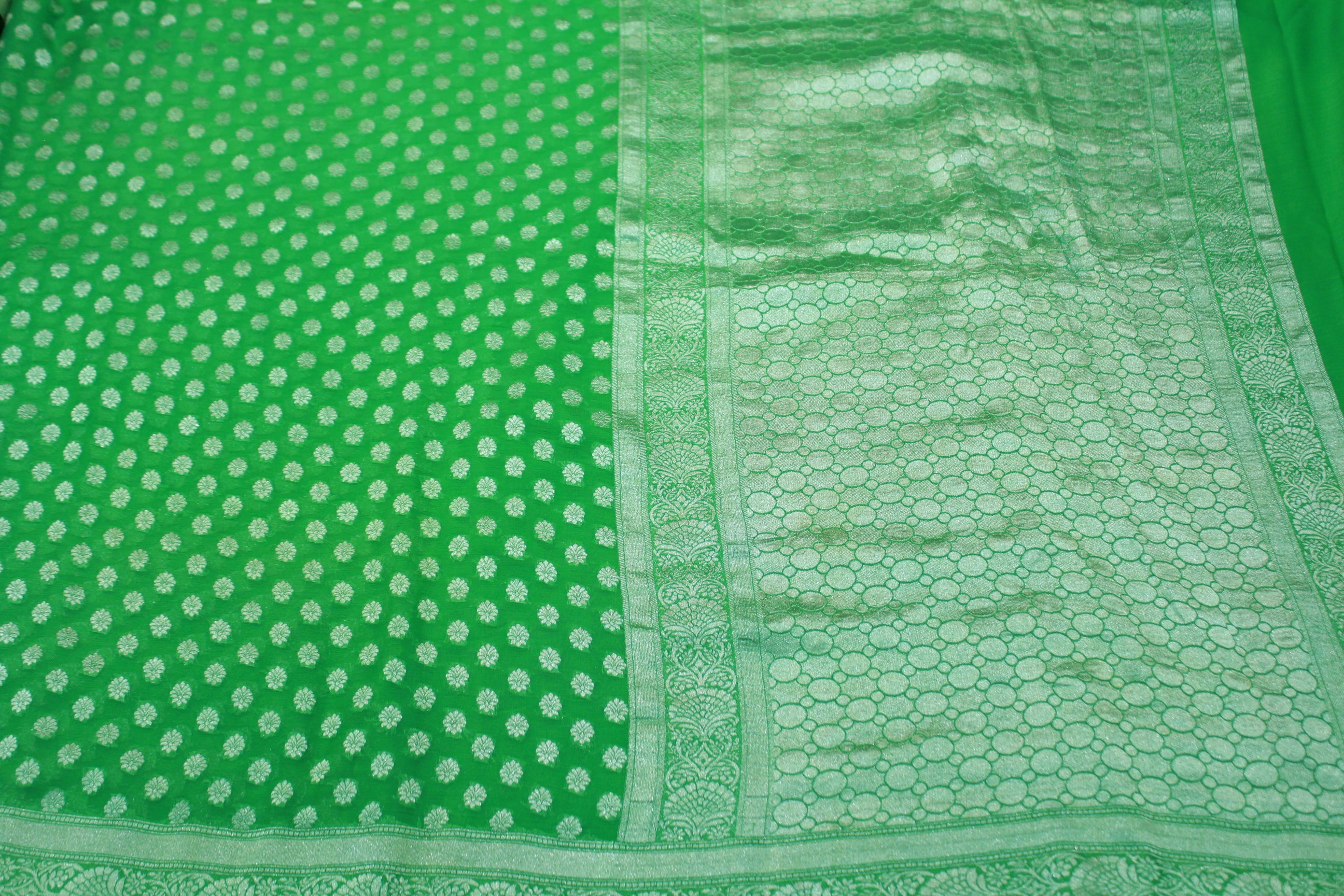 GREEN COLOUR BANARAS SAREE