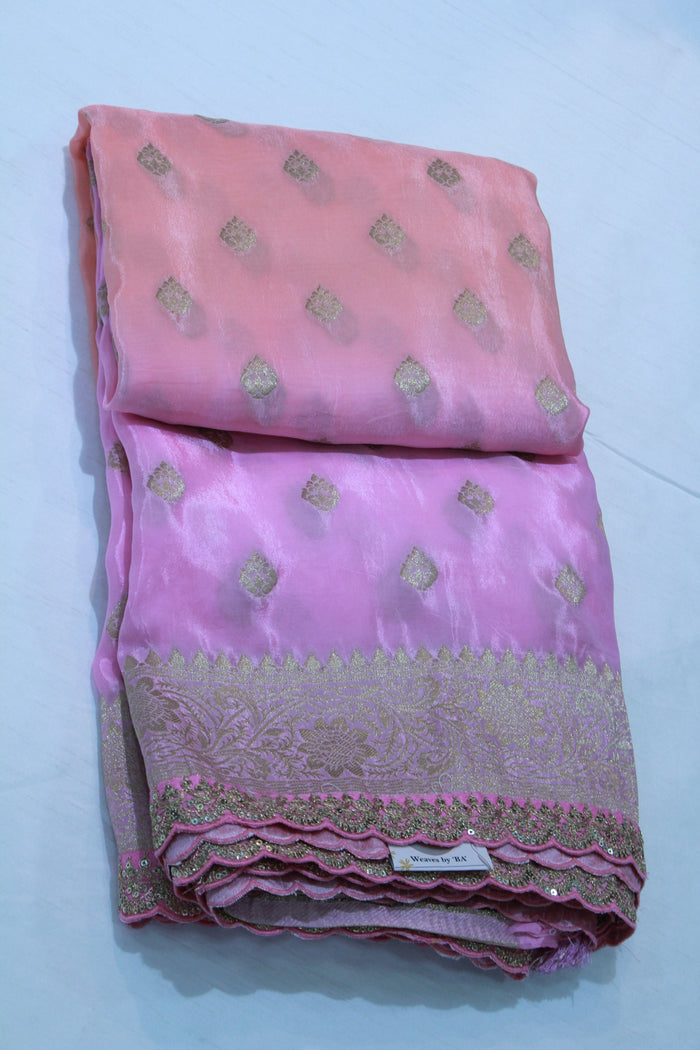 BABY PINK COLOUR BANARASI SAREE