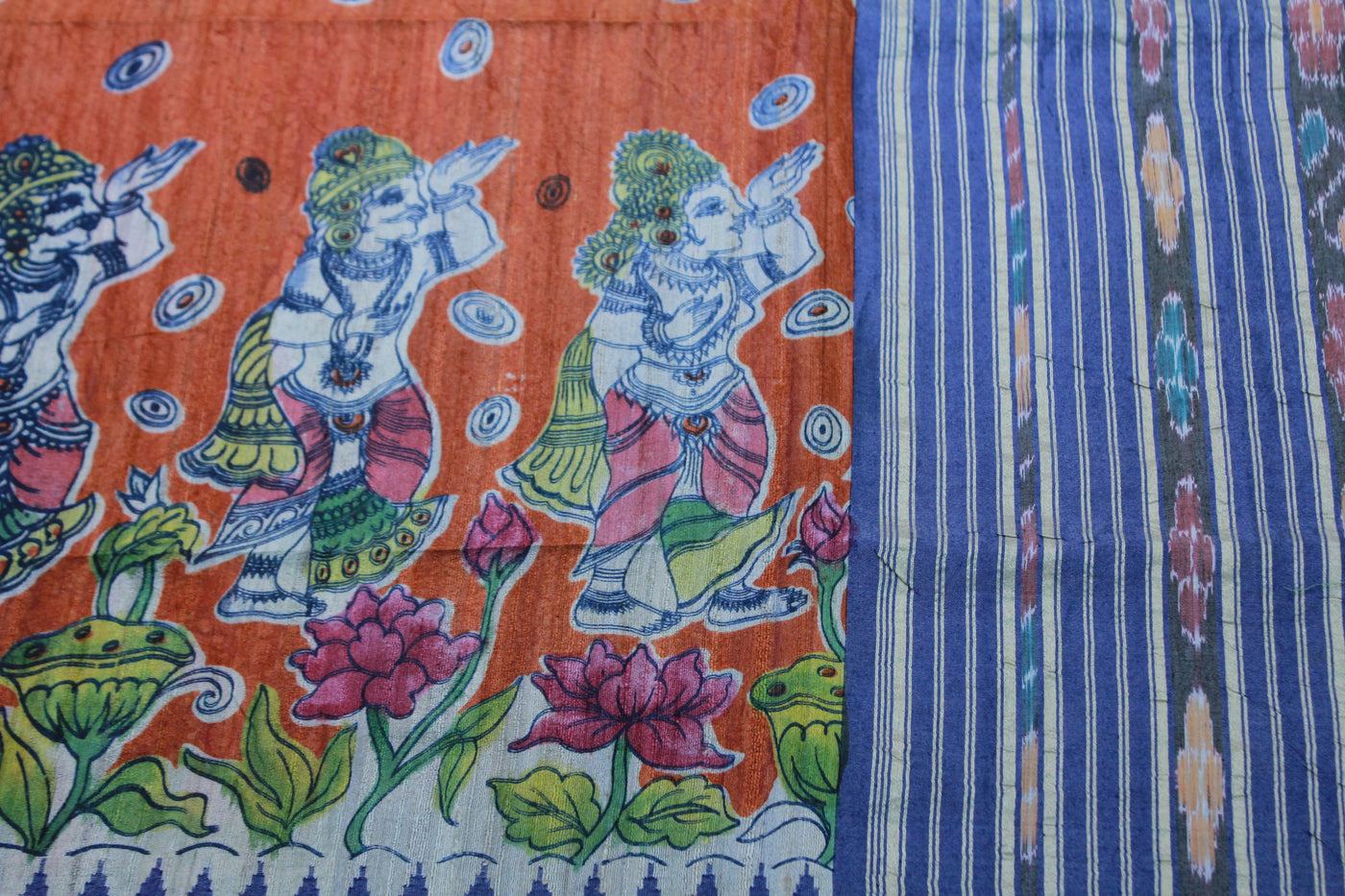 ORANGE  COLOUR TUSSAR SAREE