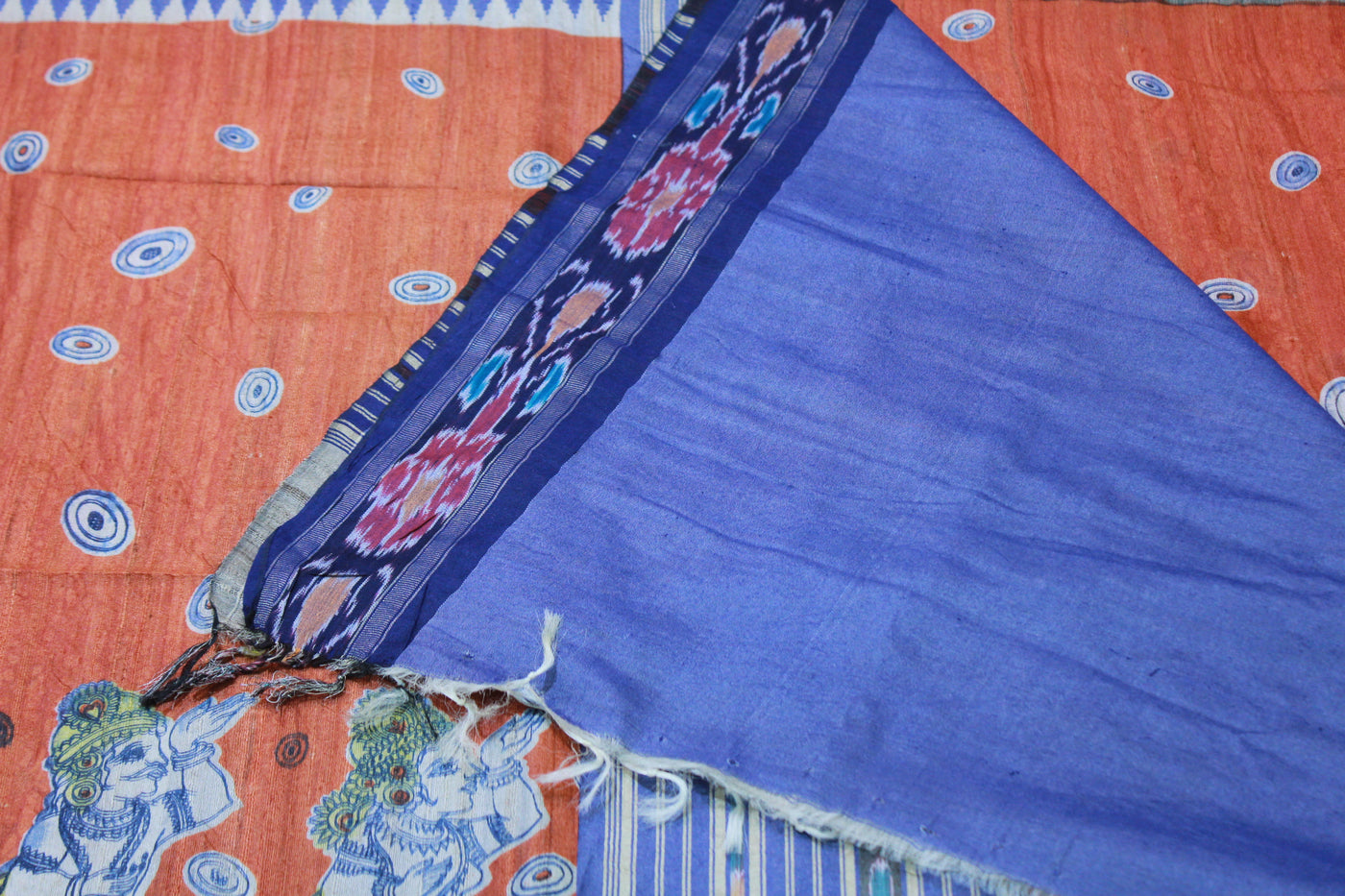 ORANGE  COLOUR TUSSAR SAREE