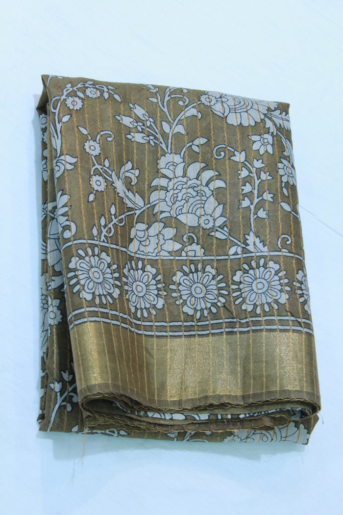 MUSTARD SEMI CHANDERI SAREE