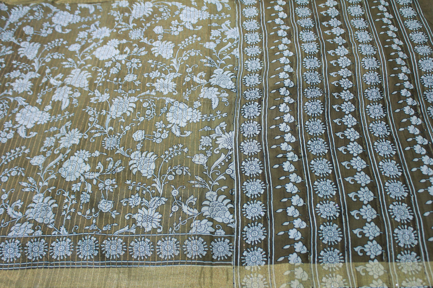 MUSTARD SEMI CHANDERI SAREE