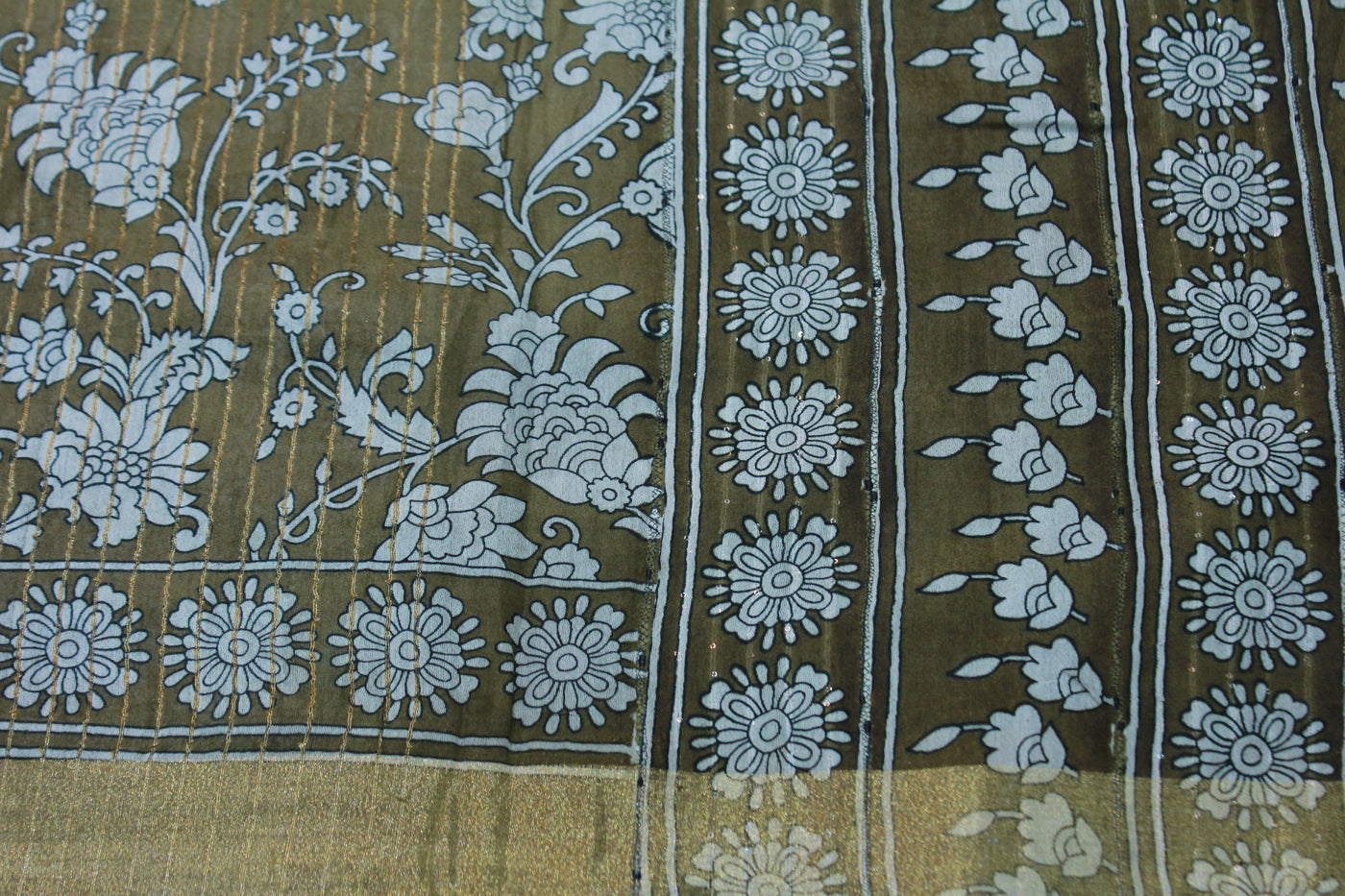 MUSTARD SEMI CHANDERI SAREE