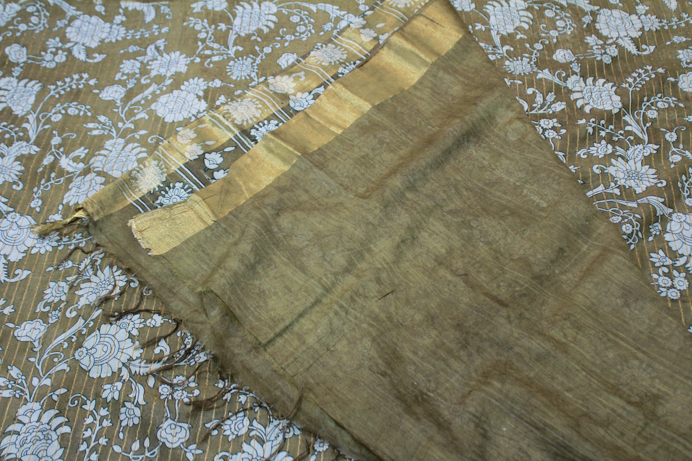 MUSTARD SEMI CHANDERI SAREE