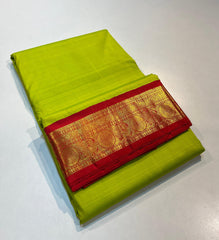 PARROT GREEN COLOUR & DARK RED COLOUR BORDER KANCHIPURAM SILK SAREE