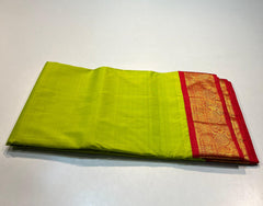 PARROT GREEN COLOUR & DARK RED COLOUR BORDER KANCHIPURAM SILK SAREE