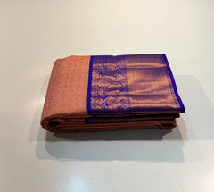 PEACH ORANGE COLOUR & VIOLET BLUE BORDER KACHIPURAM SILK SAREE