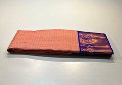 PEACH ORANGE COLOUR & VIOLET BLUE BORDER KACHIPURAM SILK SAREE