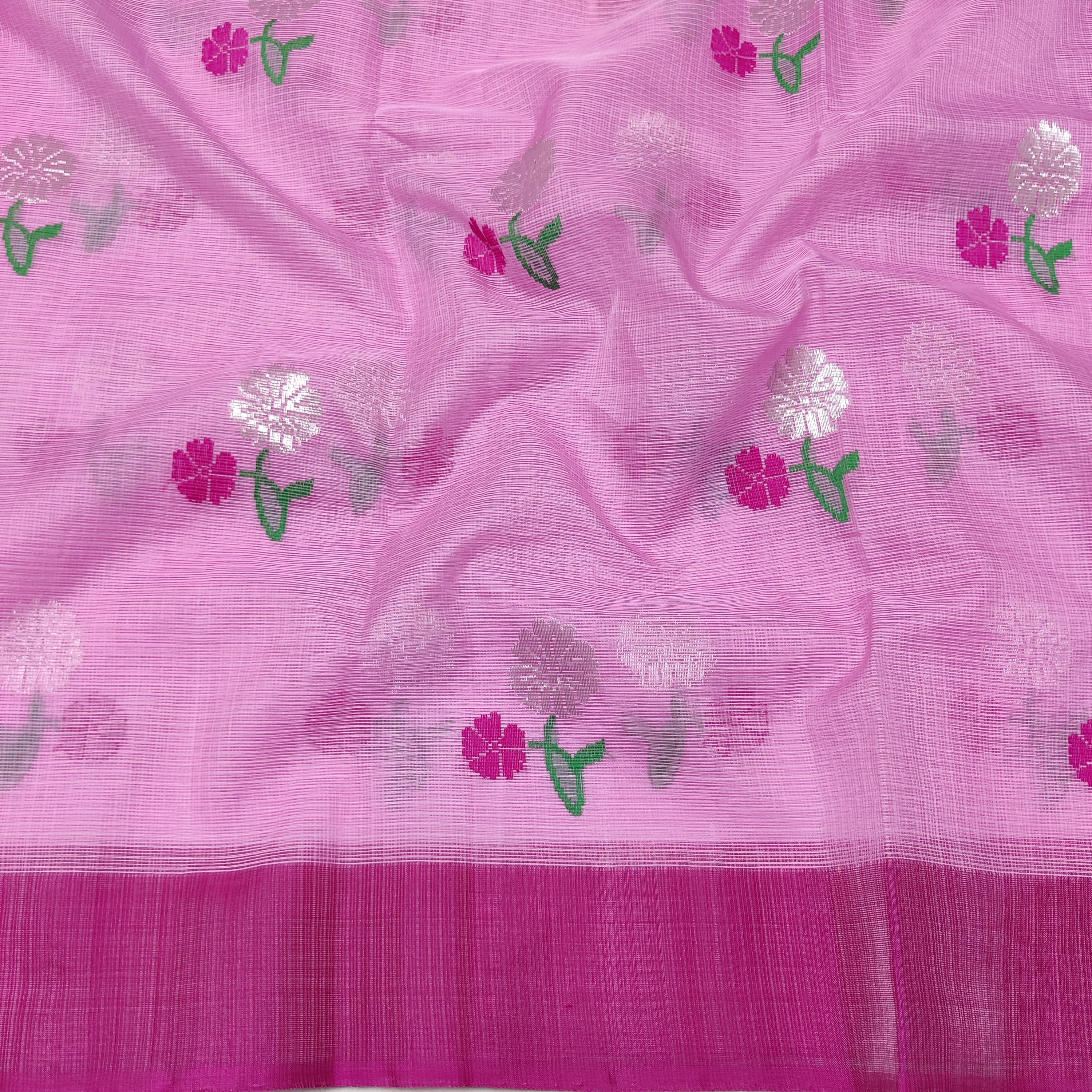 LITE PINK COLOUR & DARK PINK BORDER ZARI KOTA SILK SAREE