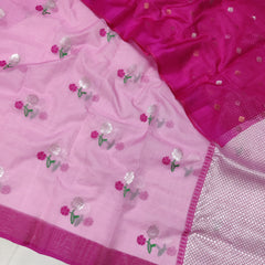 LITE PINK COLOUR & DARK PINK BORDER ZARI KOTA SILK SAREE