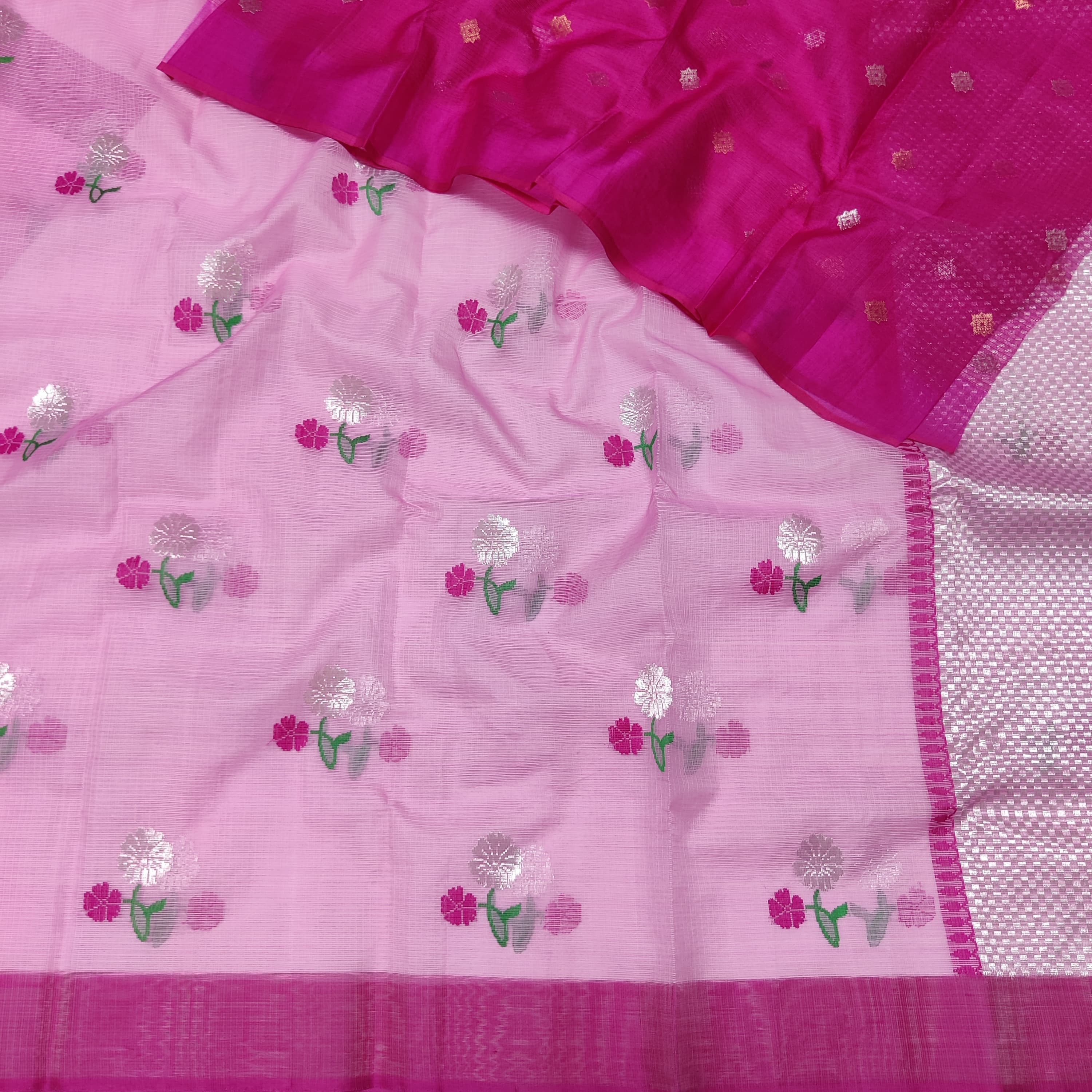 LITE PINK COLOUR & DARK PINK BORDER ZARI KOTA SILK SAREE