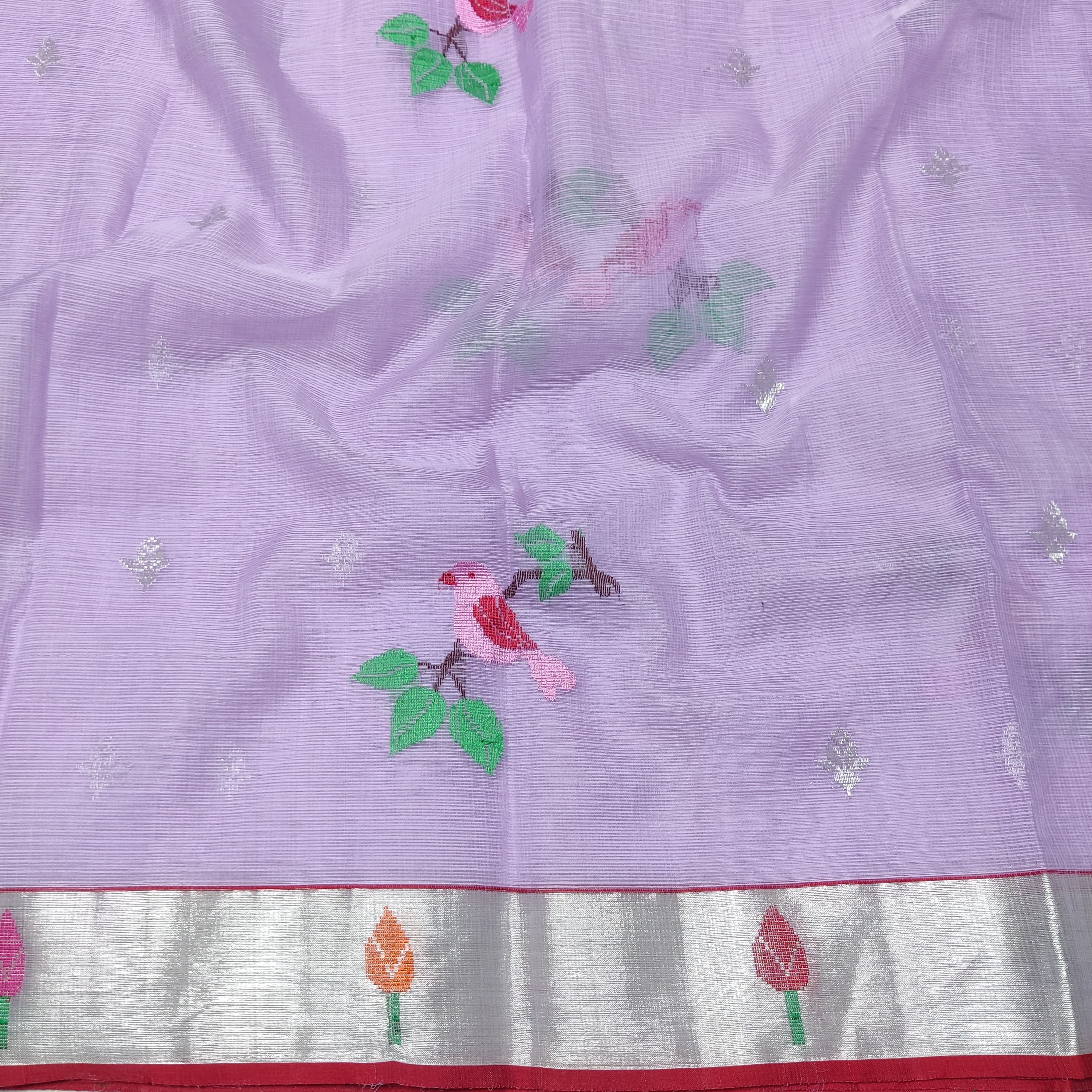 LITE PURPLE COLOUR & SLIVER BORDER ZARI KOTA SILK SAREE