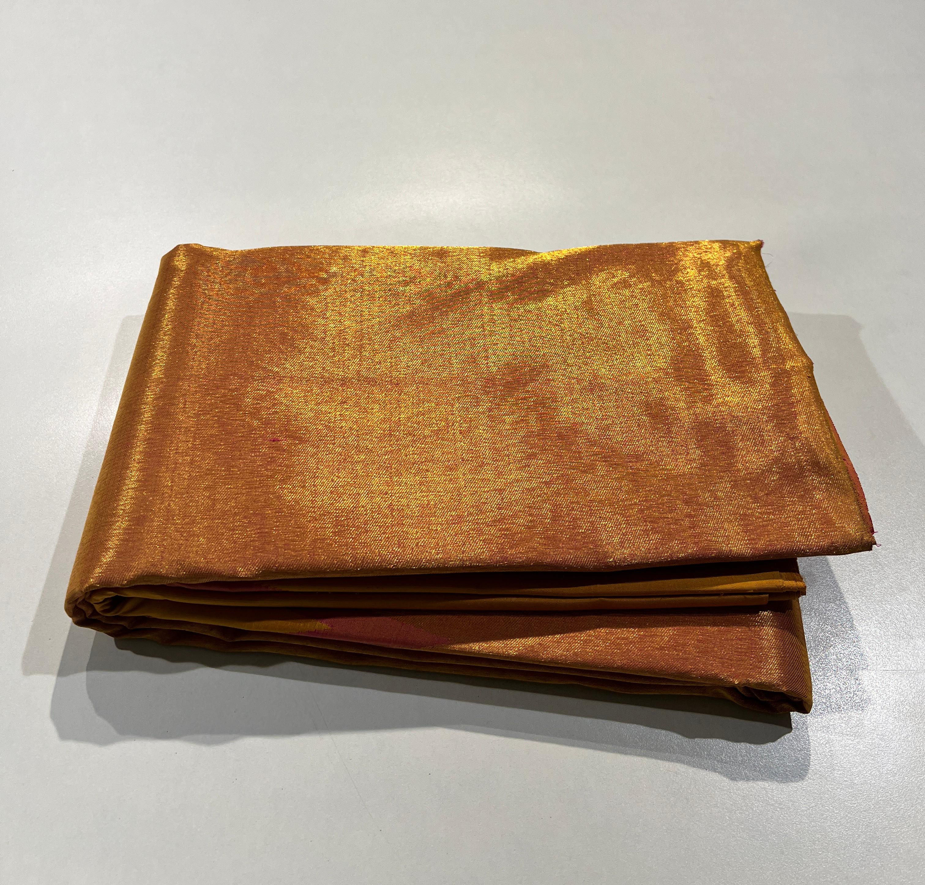 MUSTARD WITH PASTEL PINK COLOUR COMBINATION KACHIPURAM SILK SAREE