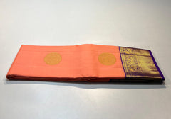PEACH ORANGE & PURPLE COMBINATION KANCHIPURAM SILK SAREE