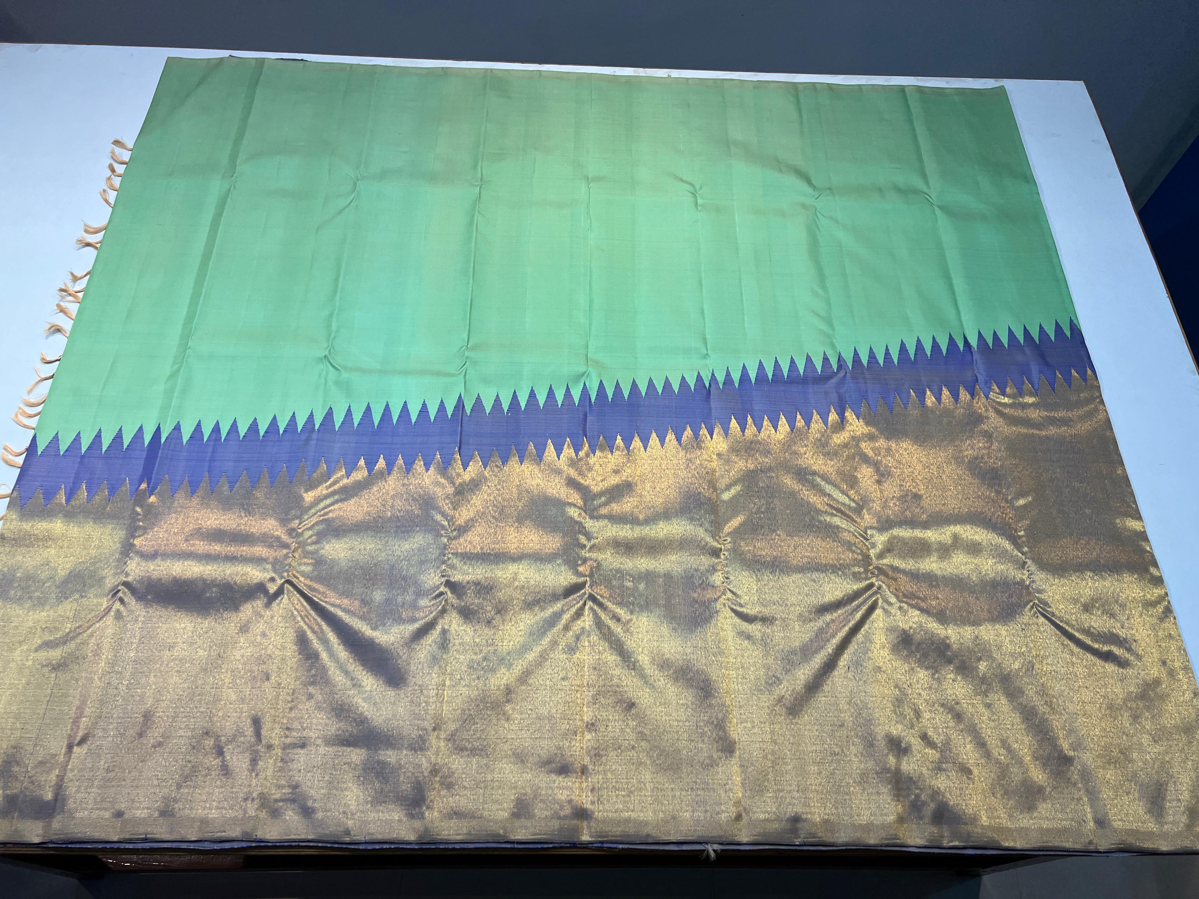 PASTEL GREEN & LAVENDAR COLOUR COMBINATION KACHIPURAM SILK SAREE