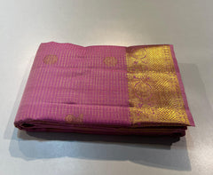 PASTEL PINK COLOUR & GOLDEN BORDER KACHIPURAM SILK SAREE