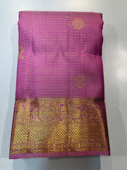 PASTEL PINK COLOUR & GOLDEN BORDER KACHIPURAM SILK SAREE