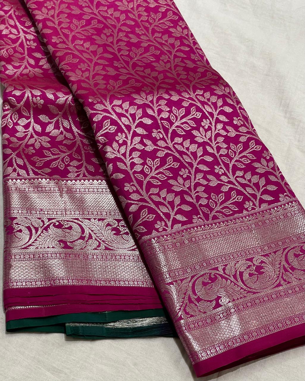 PINK/SILVER SILK ZARI KOTA SILK SAREE
