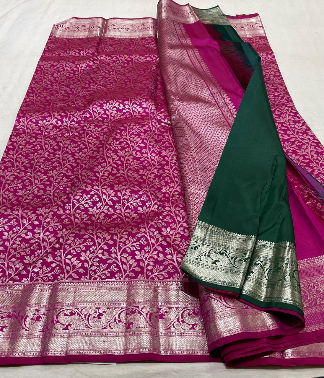 PINK/SILVER SILK ZARI KOTA SILK SAREE