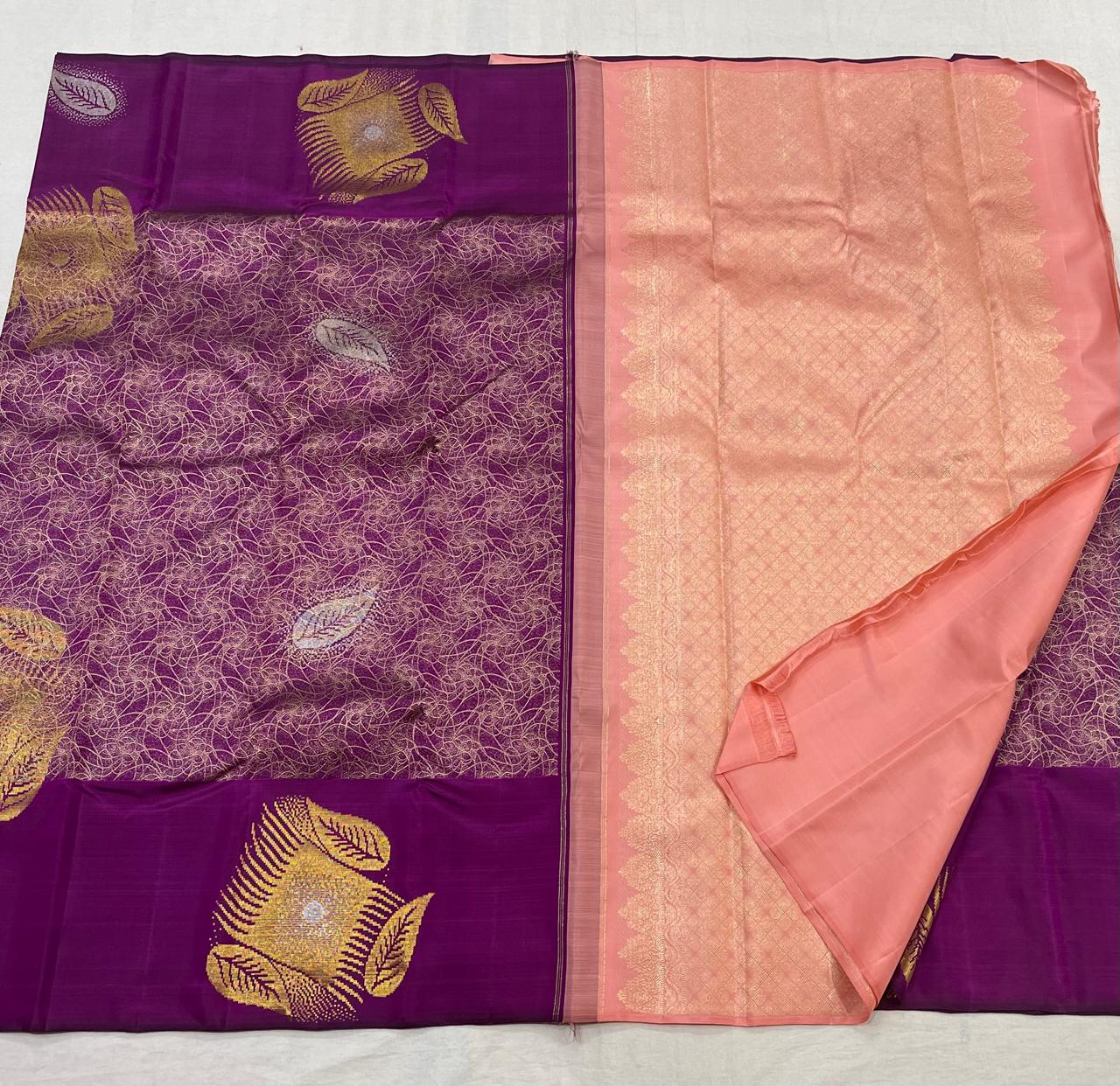 PURPLE & PINK COLOUR COMBINATION KACHIPURAM SILK SARE