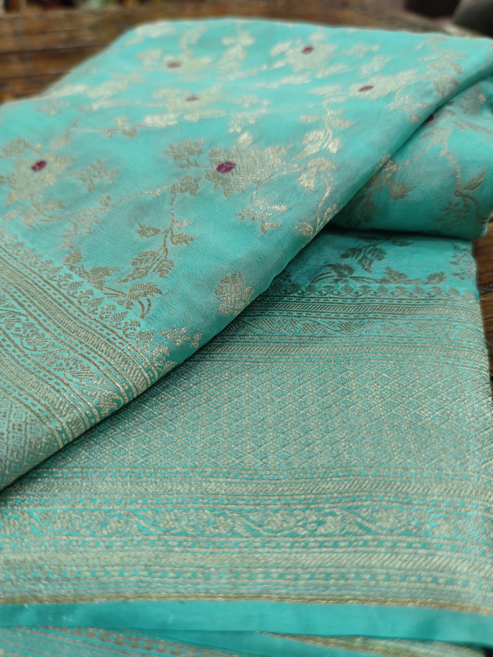 SKY BLUE COLOUR BANARASI SAREE