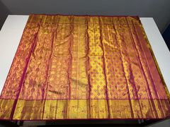 FULL GOLD & PINK KANCHIPURAM SILK SAREE