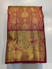 FULL GOLD & PINK KANCHIPURAM SILK SAREE